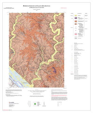 Bedrock Geology of Galena Quadrangle, Jo Daviess County, Illinois, map thumbnail, sheet 1