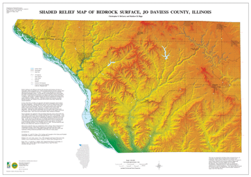 Shaded Relief Map of Bedrock Surface, Jo Daviess County