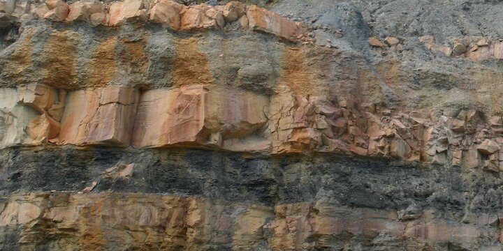 layered rock face